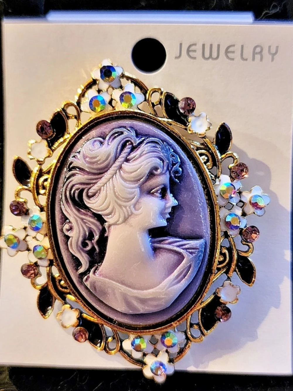 Purple Cameo Brooch
